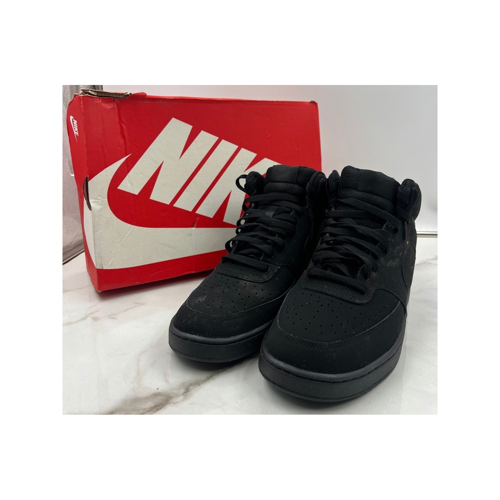 Nike Court Vision Mid Triple Black Nubuck Sneakers Mens 11.5 CD5466-001 Shoes